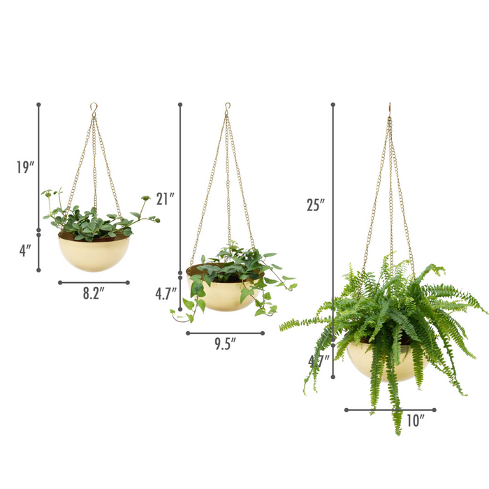 Treo, Gold Hanging Planters, Set of 3
