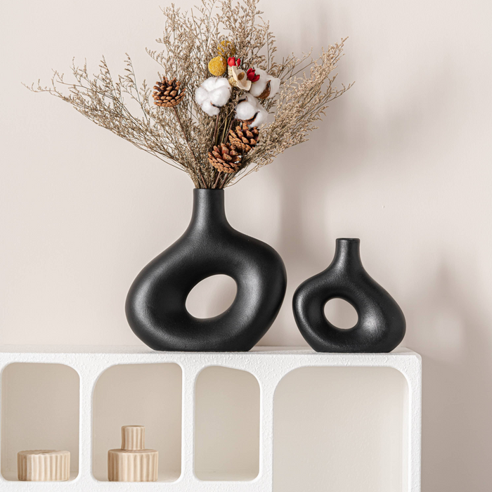 Hul, Ceramic Donut Vase, Set of 2