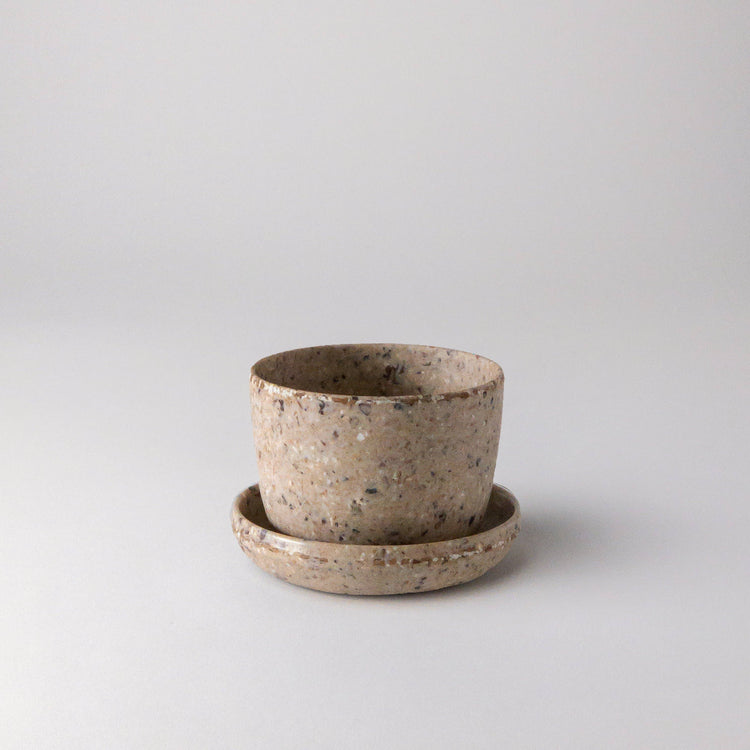 Kahve Mini Planter Pot | Coffee Husk | 3" Pot and Dish