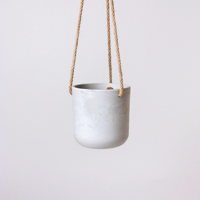 Steen Hanging Planter Pot | White Stone | 4"